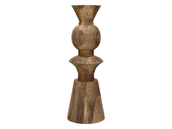 Bougeoir Rotello en bois de mangier - H40 cm - naturel I Pomax