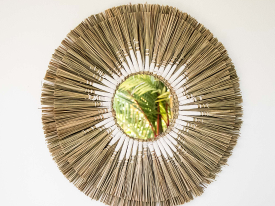 Miroir Ethnique en Raphia Naturel ulu