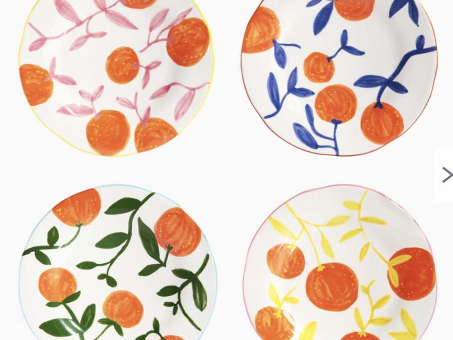 4 assiettes à motifs orange 22 cm Orange I &k Amsterdam